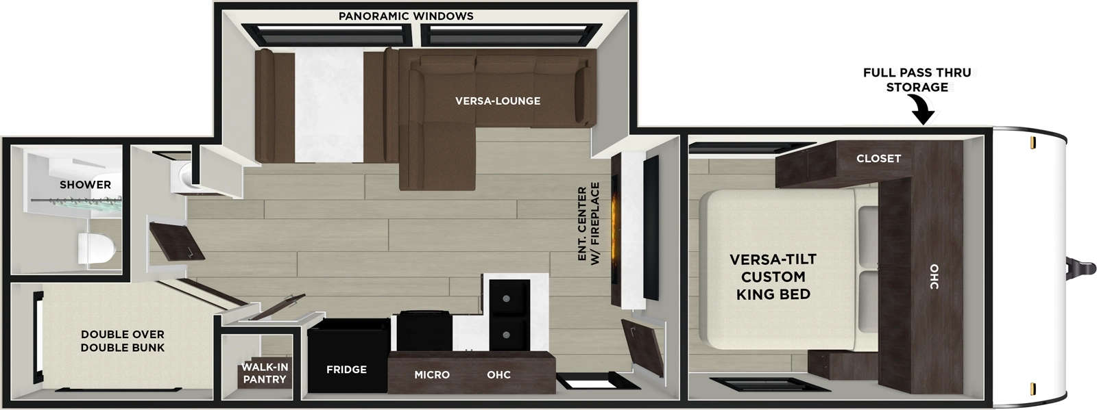 The Salem 28DBUD has one entry and one slide out. Exterior features include: metal or fiberglass exterior, 18' awning and outside kitchen. Interiors features include: bunk beds and front bedroom.